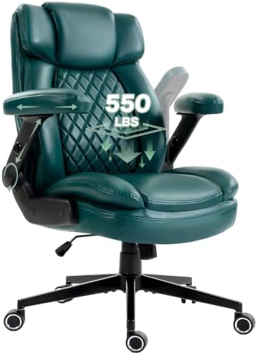 550lbs Executive Office Chair for Heavy People with 5D Flip Armrests, Green by BlueWhale