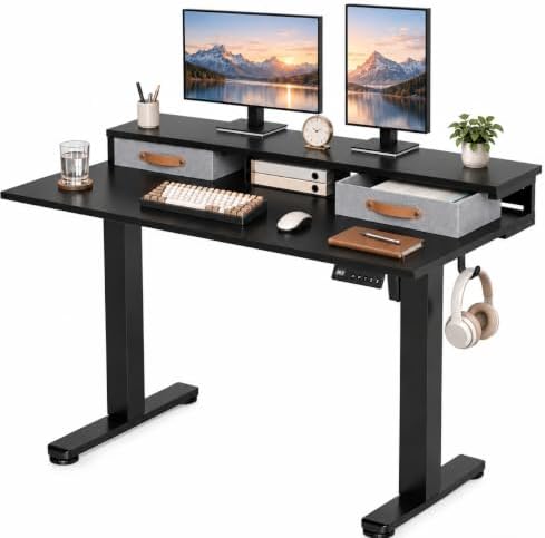 Seang 48''*24'' Electric Standing Desk with Storage, Black by Seang
