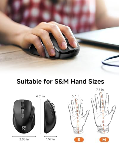 Redragon Wireless Mouse for Laptop, 2.4G Optical Computer Mouse 5-Level 4000DPI, Office Cordless USB Mice, 6 Buttons, 18 Months Battery, Portable for PC, Chromebook, Wins, Mac, Small to Medium Hand - Image 5