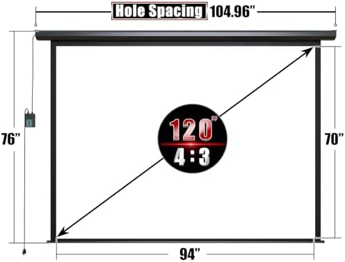 Motorized Projector Screen - Indoor and Outdoor Movies Screen Electric Projector Screen W/Remote Control (120 inch) - Image 2