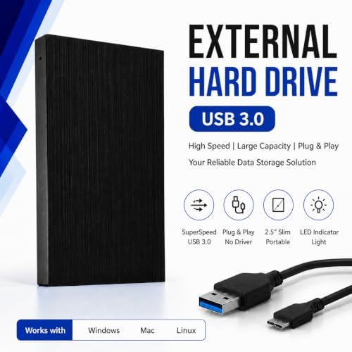 1TB External Hard Drive USB 3.0, 2.5-Inch, Black - Image 2