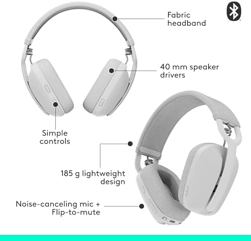 Logitech Zone Vibe 100 Wireless Over Ear Headphones - Off White - Image 6