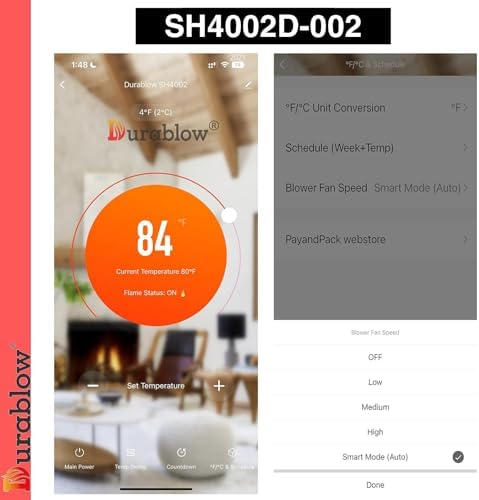 Durablow SH4002D-002 Dual WiFi (2.4G+5G) for Gas Fireplace Valve + Blower + Blower Remote Control, Smart Home, Compatible with Alexa, Siri, On/Off + Timer + Thermostat - Image 4
