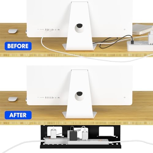 FLEXISPOT Black Cable Tray Metal Raceway Wire Organizer Office Home Computer Cable Management for Standing Desk - Image 4