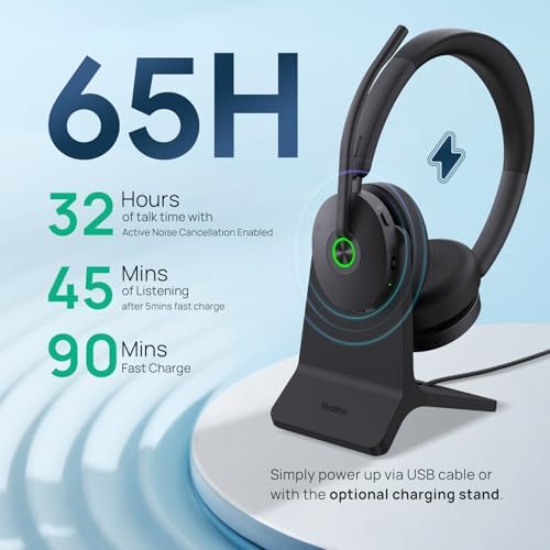 Yealink BH74 AI ANC Wireless Headset with Mic for Work with Charging Dock - Image 4