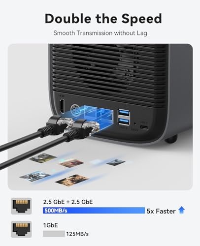 ORICO HS500 NAS Storage, AI Album and Virtual Machine, Flexible RAID Setup, 5* HDD Slot, 2 * M.2 NVMe SSD Slot, 2 * 2.5 GbE, 4K HDMl, Network Attached Storage (Diskless) - Image 3