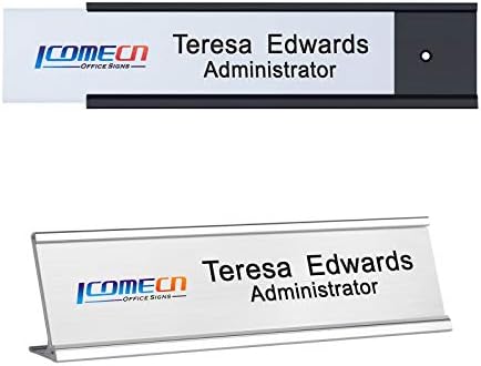 Custom Aluminum Name Plates With Wall or Desk Holder 2"x8" by NEMOCI