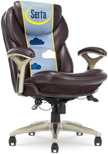 Serta Ergonomic Home Office Chair Pivot Lumbar Support, Leather Desk Chair by Serta