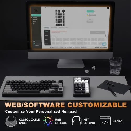 YUNZII AL21 Aluminum Wireless Number Pad (Black, Cocoa Cream V2 Switch) - Image 4