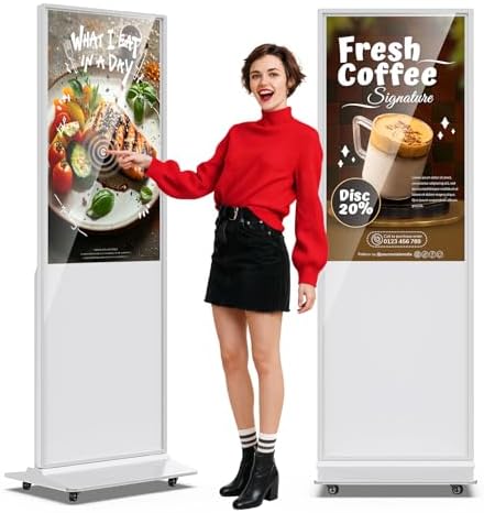 JIYANG 43 Inch Digital Signage Display Kiosk, Indoor Floor Standing LCD Advertising Display with Android Media Player, HDMI/USB/WiFi Input Auto Split Screen(White) by HomePage