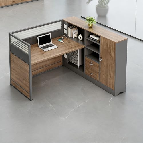 Modern Office Cubicle Workstation Desk with Tempered Glass Privacy Panels, USB Charging Hub & Cable Management,Multi-Person Modular Computer Desk for Commercial Office (A-Right, One Person) by Unknown