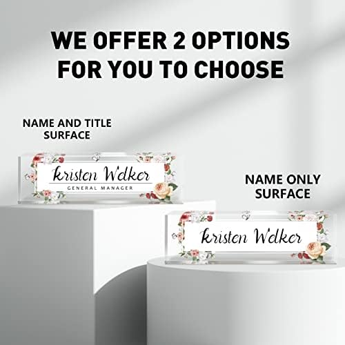 Desk Name Plate Personalized, Custom Name Plates for Desks, Personalized Acrylic Name Plate for Desk, Office Gifts for Coworkers, Boss, Employee, Teacher, Nurse, Doctor (Wild Rose) - Image 3
