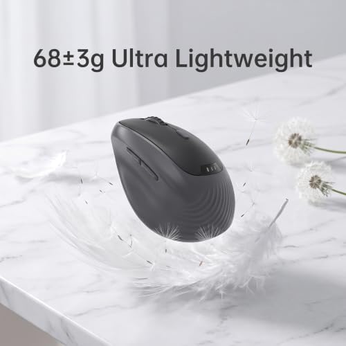 Ergonomic Vertical Mouse, Bluetooth/2.4G, 3-Device, Black - Image 7