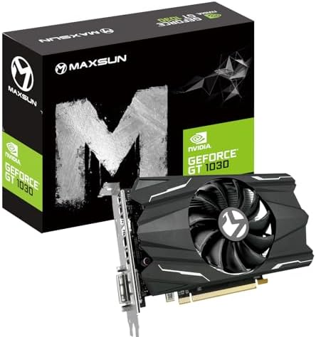 maxsun GEFORCE GT 1030 4GB GDDR4 Video Display Graphics Card GPU mini ITX Design, HDMI, DVI-D, Single Fan Cooling System by MAXSUN