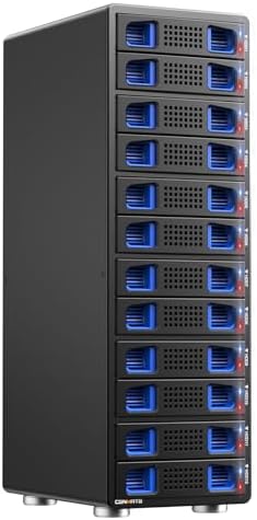 CENMATE Aluminum 12 Bay Hard Drive Enclosure with Cooling Fan for 2.5“/3.5" SATA HDD/SSD with USB A/C 3.0, Support Hot Swappable, Tool-Free HDD Enclosure, DAS(NO RAID/NAS) by Cenmate
