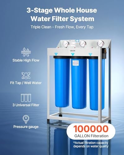 VEVOR Whole House Water Filter System, 3-Stage | Sediment, IMR, CTO | 4.5" x 20" Home Water Purifier Filter Reduce Iron, Manganese, Chlorine, Bad Taste, Odor, Rust - Image 2