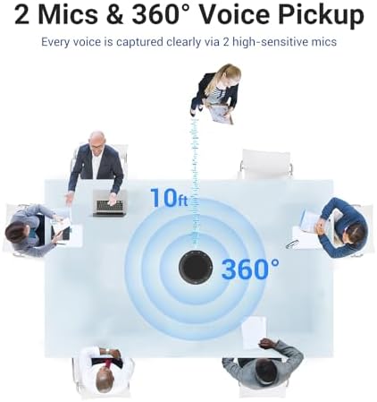 Conference Speaker and Microphone, Dual Al Mics with 360° Voice Pickup & Clear Sound, 10-14H Call Time, Bluetooth & USB-C/A Connection, Speakerphone for 1-6 People, Small Teams & Home Office - Image 2