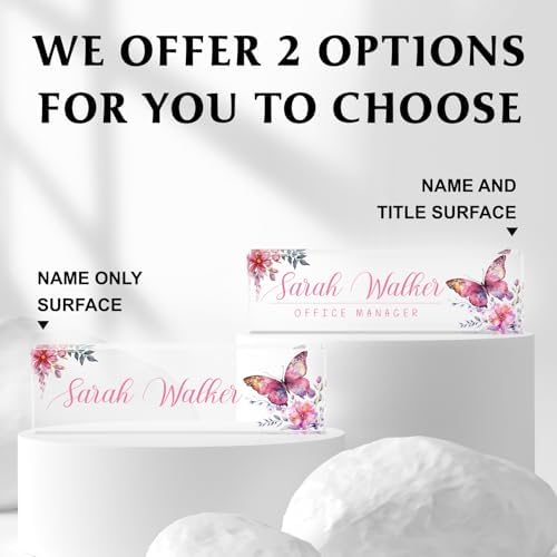 SalaGraphics Desk Name Plate Personalized, Custom for Desk, Office Decor Women Men, Acrylic Accessories, Gifts Coworkers Boss Teacher, Employee Appreciation (Pink Orchids), 8”(L)x2.5(W) - Image 2