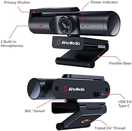 AVerMedia 4K webcam for PC, Gaming Camera for Streaming, Video Calls, Built-in Mic, Privacy Cover, for Teams, Google Meet, Zoom, OBS and more, for PC/Mac - PW513 Live Streamer CAM - Image 3