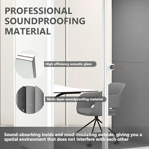Office Sound Booth with Audio Privacy - Portable Soundproof Booth Includes White Frame with Curved Corners,Soundproof Room with Light,Fans, Magnetic Door Lock&Table for Study (62.99IN) - Image 4