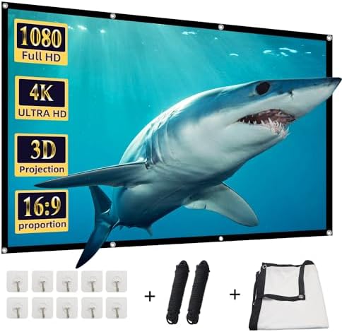 100 inch Projector Screen,DUYIKJ Foldable Washable Portable Rear Front Projector Screen 4K Indoor Outdoor 16:9 HD Projection Movies Screen for Backyard Home Theater Office by DUYIKJ
