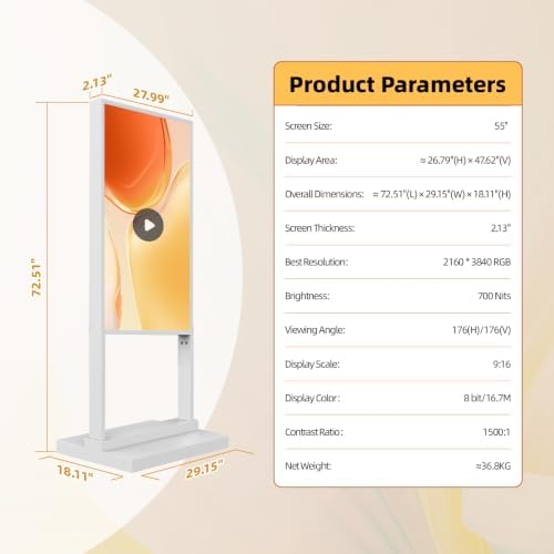 55" Digital Signage Display Kiosk 700-Nit UHD Commercial Display - Image 2
