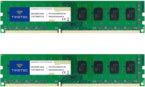 Timetec 16GB KIT(2x8GB) DDR3 1333MHz PC3-10600 Non-ECC Unbuffered 1.5V CL9 2Rx8 Dual Rank 240 Pin UDIMM PC Desktop Computer Memory RAM Module Upgrade (16GB KIT(2x8GB)) by Timetec