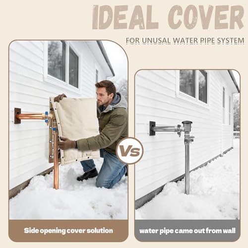 Backflow Preventer Insulation Cover - 2 Way Opening Pipe Insulation Cover for Irrigation Valve, Sprinkler Cover for Outside - Winter Freeze Protection Backflow Cover - 18" W x 34" H, Beige - Image 3