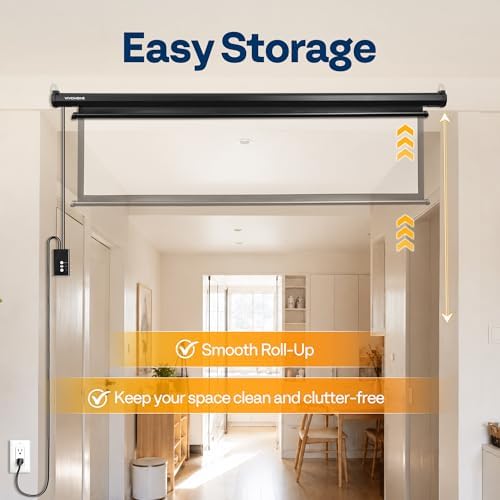 VIVOHOME 72 Inch 16:9 Motorized Projector Screen, Black - Image 6