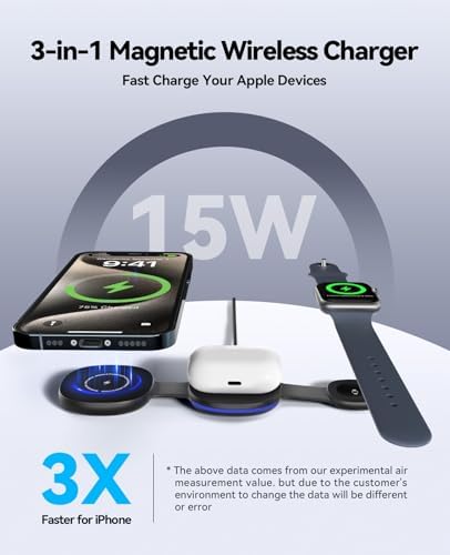 3-in-1 MagSafe Wireless Charger for Apple Devices,15W Fast Charging Station - Image 3