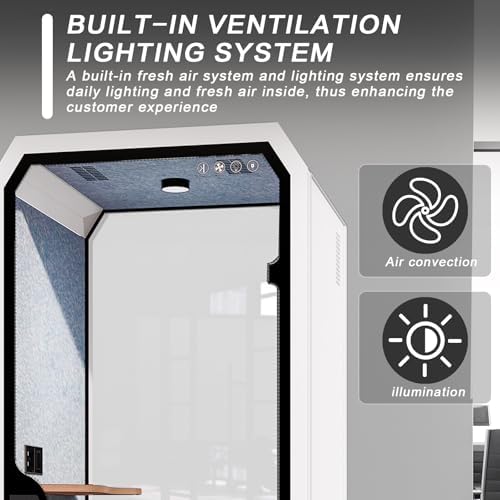 Office Pod Booth with Audio Privacy - Portable Sound Booth Includes Diamond Shaped Frame Design,Separate Room with Light,Fans, USB Port for Study,Telephone Booth(39.76IN) - Image 5