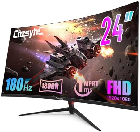 24 Inch Curved 180Hz Gaming Monitor, 1800R Curved Gaming Monitor by Unknown