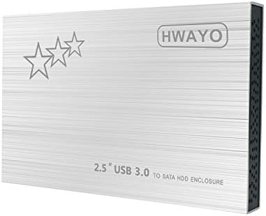 HWAYO 1TB External Hard Drive Portable 2.5'' Ultra Slim HDD Storage USB 3.0 for PC, Laptop, Mac, Chromebook, Xbox One (Silver) by HWAYO