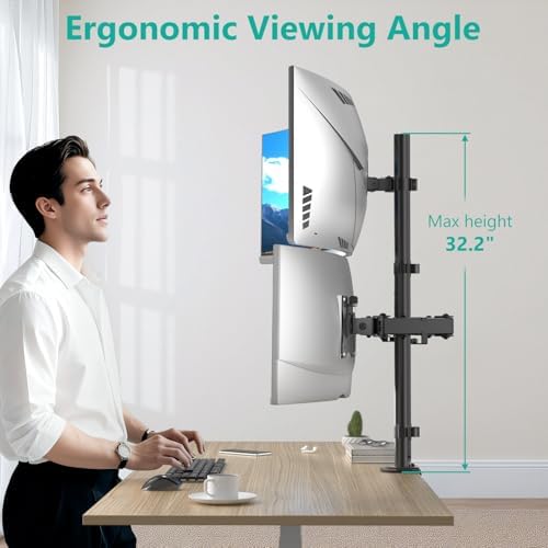 WALI Stacked Triple Monitor Mount for 49" Ultrawides and Dual 32" Monitors - Image 3