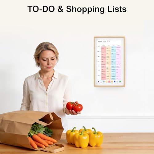 Digital Calendar 15.6" Digital Wall Planners for Family Schedules, Electronic Calendar with 1920*1080 Interactive Touchscreen, Digital Photo Frame Built-in 64GB Memory, Smart Calendar-Wooden - Image 6