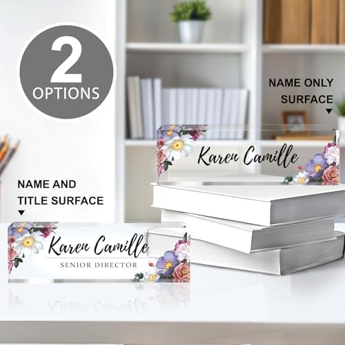 Custom Office Name Plate for Desk - Name Plate Personalized Gifts for Coworkers, Boss, Teacher, Social Worker - Acrylic Office Desk Decor for Women Men - Employee Appreciation Gifts (white purple) - Image 3
