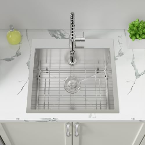Sarlai 22" x 22" Laundry Sink with Faucet Drop In Kitchen Sinks 12" Deep - Image 4