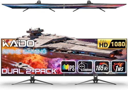 Kado Dual Monitor 2-Pack 24" 1920x1080 165Hz Gaming 1ms Computer Monitor by Kado