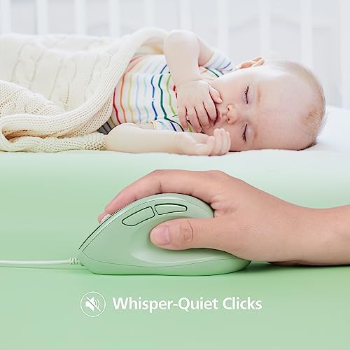 Micropack Ergonomic Mouse Wired for Laptop, PC Computer and Desktop, Ergo Mouse Vertical with Silent Clicks, Up to 3200 DPI Adjustable Mouse Sensitivity, Green - Image 2