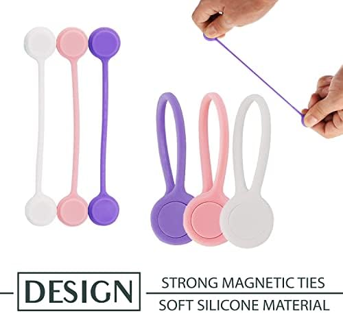 Magnetic Cable Ties 8 Pcs, Reusable Silicone Twist Ties for Desks - Image 3