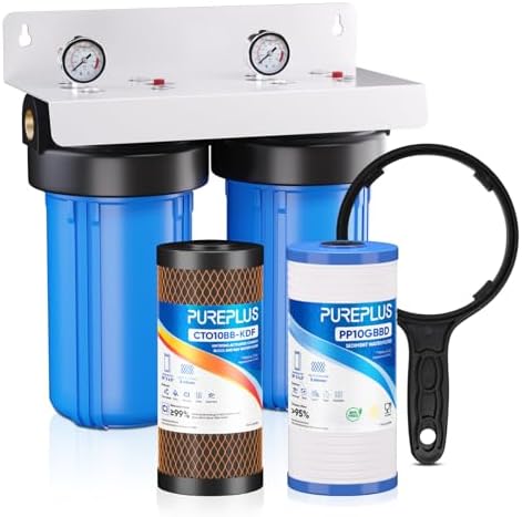 PUREPLUS 2-Stage Whole House Water Filter, Grooved Sediment & KDF Carbon by PUREPLUS