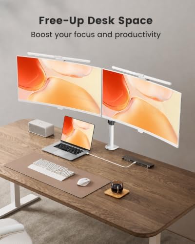 ErGear Fully Adjustable Dual Monitor Mount for 2 Screens up to 32 Inches, Holds up to 17.6 lbs Each Arm, Desk Stand, White - Image 5