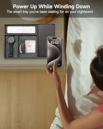 Valet Tray, Built in Wireless Charging Pad, Nightstand Organizer - Image 4