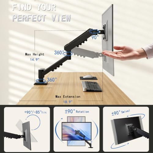 Single Monitor Arm Desk Mount, Mechanical Spring, 17-32 Inch, VESA - Image 3
