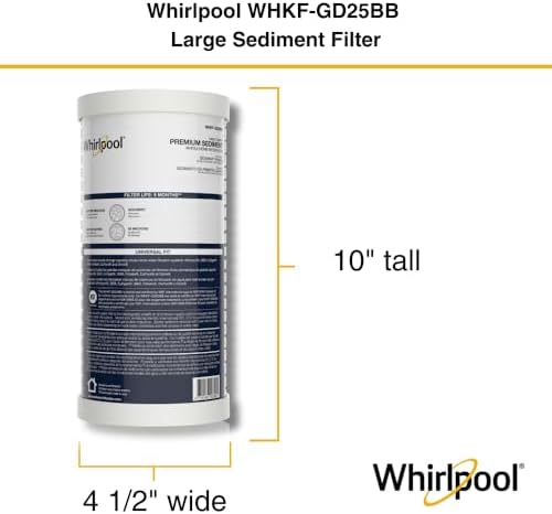 Whirlpool Whole House Large Capacity Sediment Filter WHKF-GD25BB, Full Case of 4 Filters, NSF Certified 25-Micron Filtration, Replacement Cartridge Fits Most Home 10" x 4.5" Standard Filter Housings - Image 3
