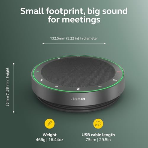 Jabra Speak2 75 (2025 Edition) Wireless Bluetooth Speakerphone - 4 Noise-Cancelling Mics, 65mm Speakers - New Linking Feature - USB-A Dongle - Certified for Microsoft Teams - Dark Grey - Image 6