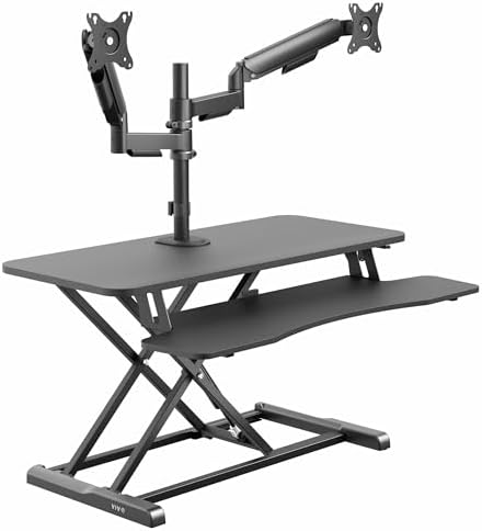 VIVO Black 36 inch Desk Riser with Monitor Mount, DESK-KIT-036K2K by VIVO