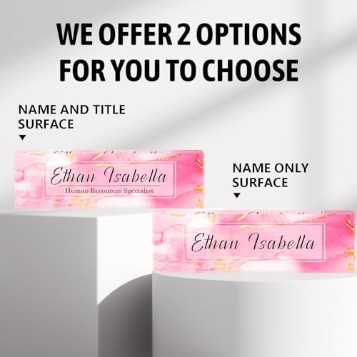 Custom Name Plate for Office - Personalized Desk Decor, Employee Appreciation Gifts - Pink Marble - Image 4