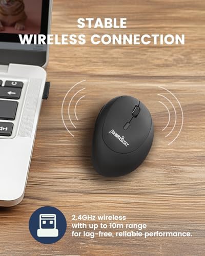 Perixx PERIMICE-719R Wireless 2.4G Rechargeable Ergonomic Mouse - Duo Wired and Cordless Charging Feature - Black - Image 3