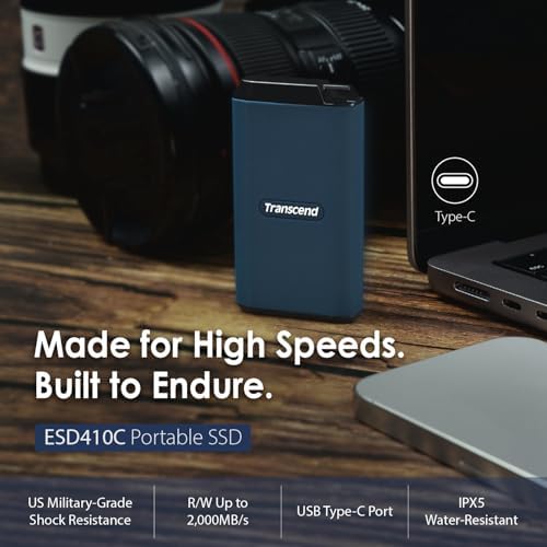 Transcend 1TB ESD410C Portable SSD Up to 2000MB/s USB3.2 Gen2x2, Waterproof - Image 2